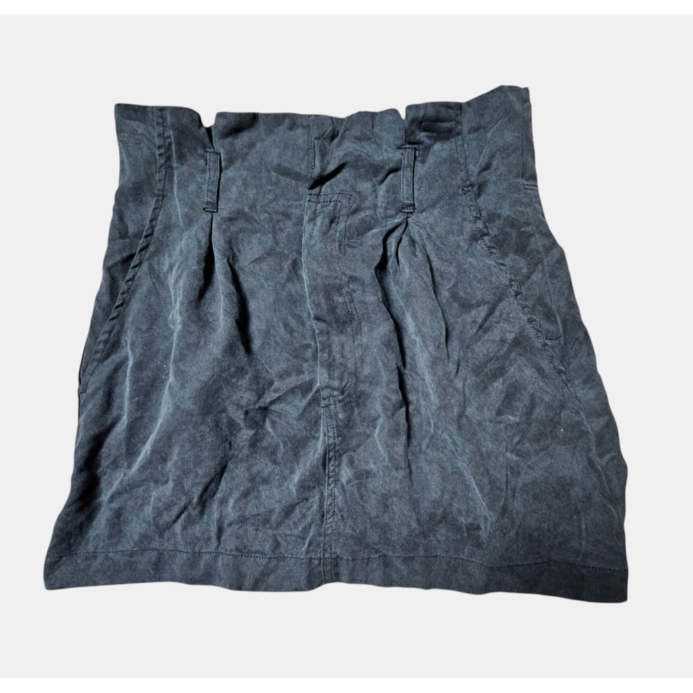 Reformation Paperbag‎ Mini Skirt Slash Pockets Pleated Womens 4 Black Tencel